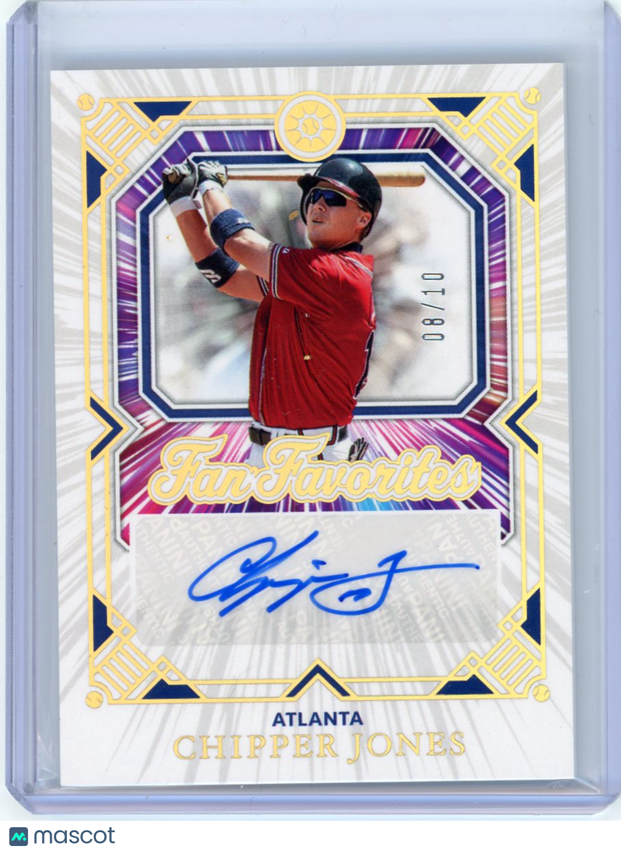 Chipper Jones - 2025 Panini Boys Summer Baseball Auto Fan Favorites Gold 08/10