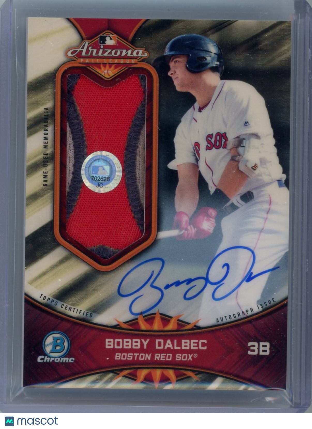 Bobby Dalbec - 2019 Bowman Chrome Topps Autograph Relic Superfractor 1/1 AFLARBD