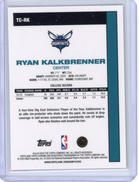 Ryan Kalkbrenner - 2025 Topps Chrome Red Chrome RC 2/5