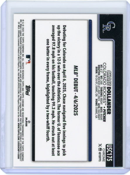 Chase Dollander - 2025 Topps Chrome Update Rookie Gold Geometric 20/50 USC175