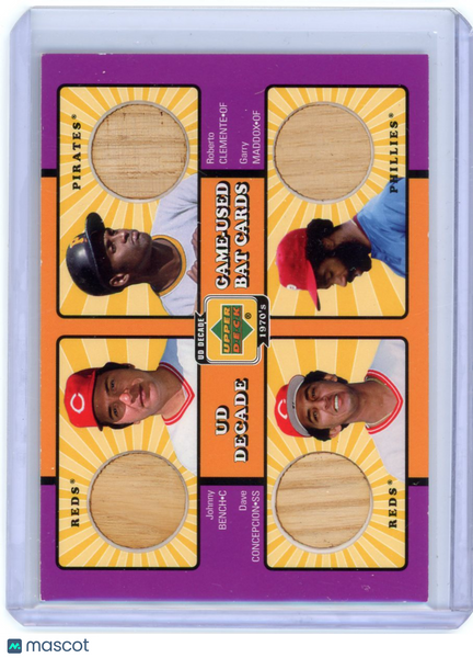 Clemente/Concepcion/Bench/Maddox - 2001 Upper Deck UD Decade 1970s Game-Used Bat