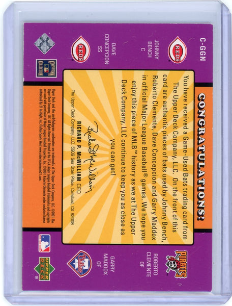 Clemente/Concepcion/Bench/Maddox - 2001 Upper Deck UD Decade 1970s Game-Used Bat