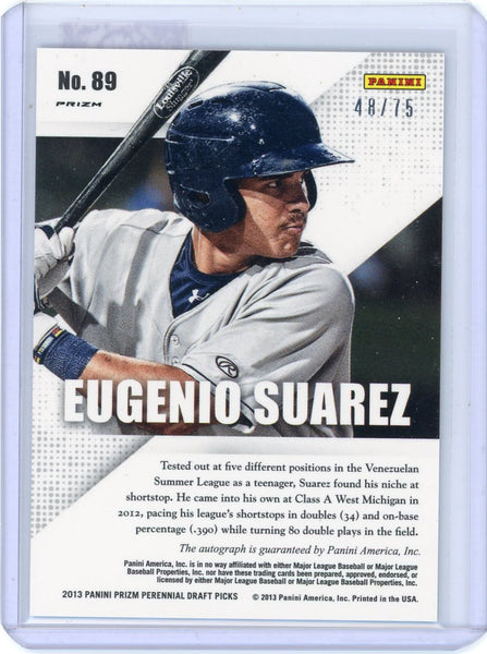 Eugenio Suarez - 2013 Panini Prizm Perennial Draft Picks Blue Rookie Auto 48/75