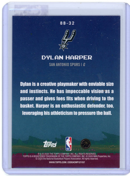 Dylan Harper - 2025 Topps 8-Bit Ballers Rookie Green Holo 33/99 8B-32 Spurs