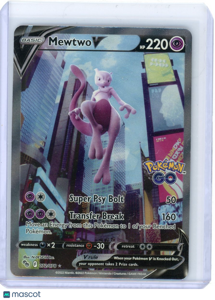 2022 Pokémon GO Mewtwo V Holo Rare 072/078 Full Art