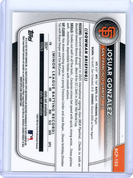 Josuar Gonzalez - 2025 Bowman Chrome Peanuts Refractor Snack Pack