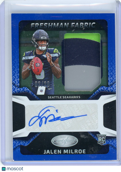 Jalen Milroe - 2025 Panini Certified Freshman Fabric Rookie Patch Auto /20 Blue