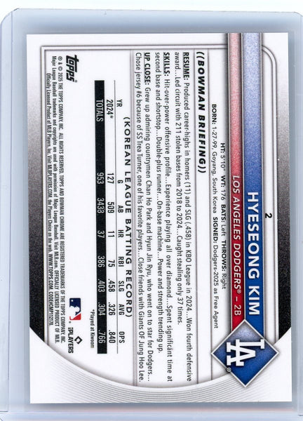 Hyesong Kim - 2025 Bowman Chrome Etched In Glass Case Hit Rookie #2