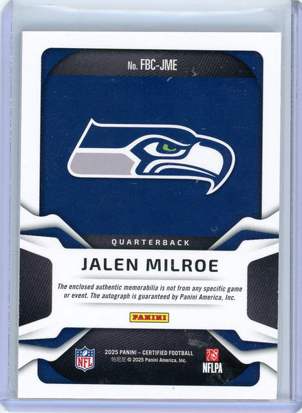 Jalen Milroe - 2025 Panini Certified Freshman Fabric Rookie Patch Auto /20 Blue