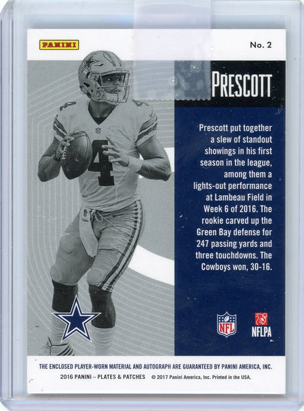 Dak Prescott - 2017 Panini Plates & Patches 02/50 Autograph Patch