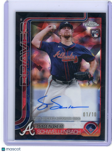 Spencer Schwellenbach - 2025 Topps Chrome Rookie Black Sapphire Auto 1/10
