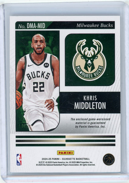 Khris Middleton - 2025 Panini Silhouette Game Used Patch NIKE SWOOSH /25