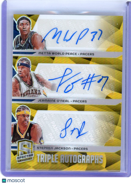 Stephen Jackson Metta World Peace Jermaine O'Neal 2024 Panini Spectra Auto /10