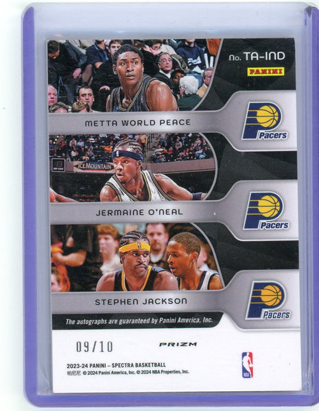 Stephen Jackson Metta World Peace Jermaine O'Neal 2024 Panini Spectra Auto /10