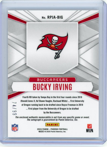 Bucky Irving - 2025 Panini Phoenix Football Rookie Phenom Patch Auto 74/99 RC