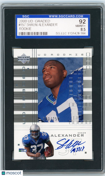 Shaun Alexander - 2000 Upper Deck Rookie Auto 203/250 Graded SGC 8.5