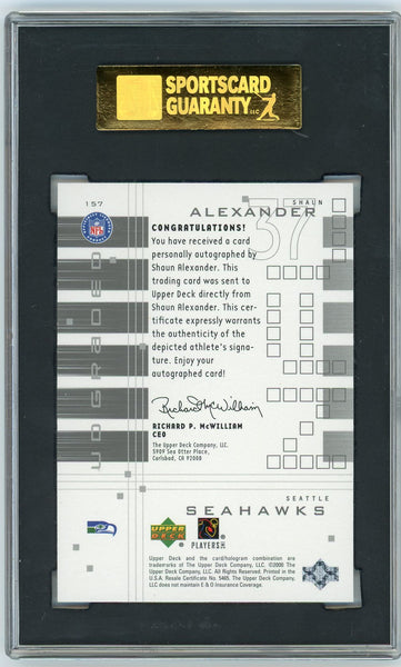 Shaun Alexander - 2000 Upper Deck Rookie Auto 203/250 Graded SGC 8.5