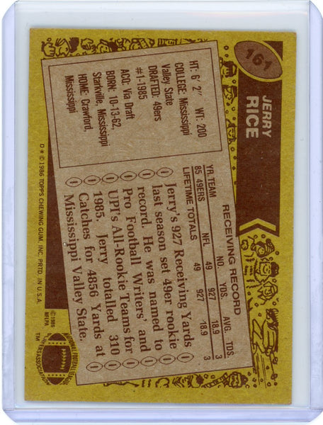 Jerry Rice - 1986 Topps Football Rookie Card #161 San Francisco