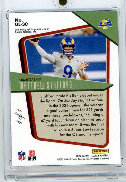 Matthew Stafford - 2022 Panini Legacy Under the Lights 1/1