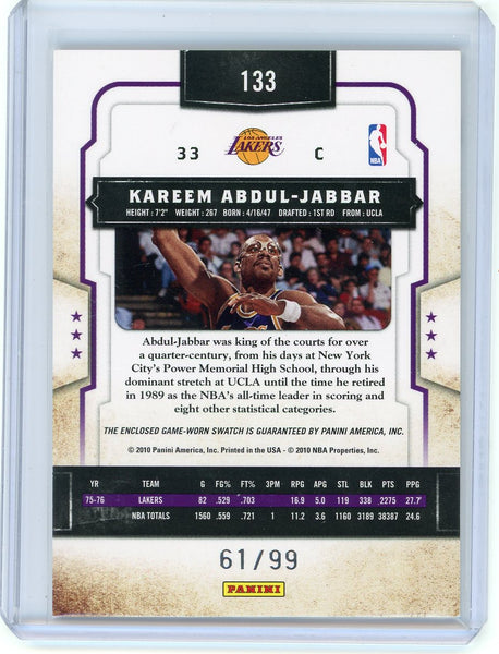 Kareem Abdul-Jabbar - 2010 Panini Classics Timeless Threads Jersey 61/99 #133