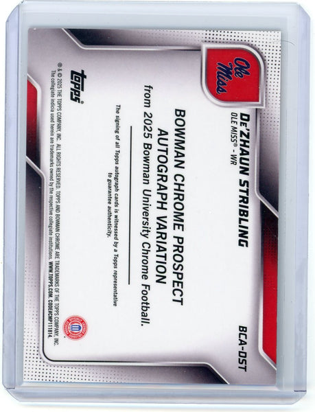 De'Zhaun Stribling - 2025 Bowman U Chrome Football Blue Diamond Auto 129/150