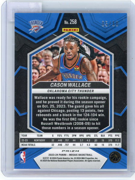 Cason Wallace - 2024 Panini Mosaic Pink Fluorescent Rookie 05/10 #258 OKC