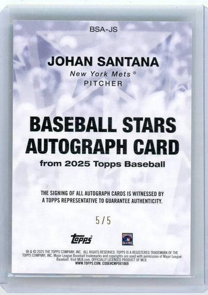 Johan Santana - 2025 Topps Baseball Stars Autograph 5/5
