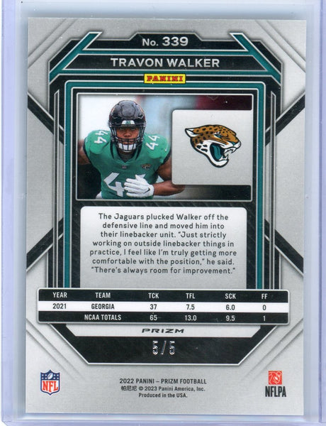 Travon Walker - 2022 Panini Prizm Green Shimmer FOTL 5/5 Rookie Card #339