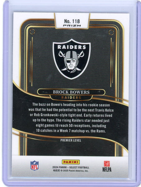 Brock Bowers - 2024 Panini Select Prizm Premier Level Zebra Rookie #118