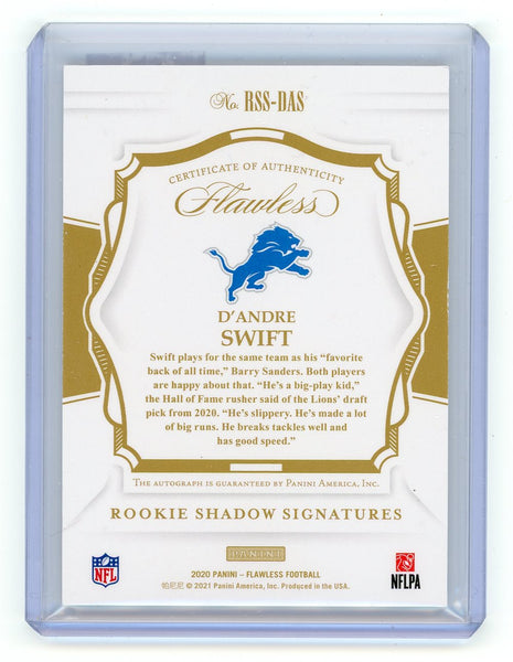D'Andre Swift - 2021 Panini Flawless Football Rookie Shadow Signatures 01/20 RC