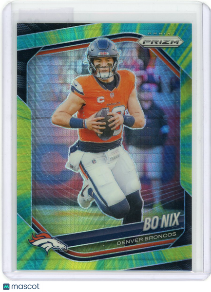Bo Nix - 2025 Panini Prizm Hyper Yellow Green 100/200 #142 Denver