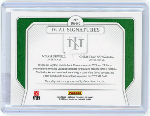 Noah Sewell Christian Gonzalez - 2023 Panini National Treasures Dual Auto 68/99