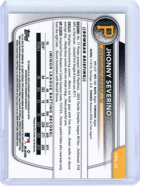 Jhonny Severino - 2023 Bowman Chrome Gold Refractor Auto /50 1st Bowman