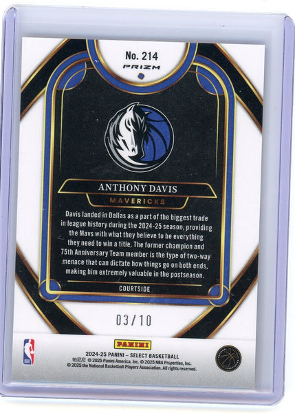 Anthony Davis - 2024 Panini Select Prizm Courtside Gold Disco JERSEY # 3/10