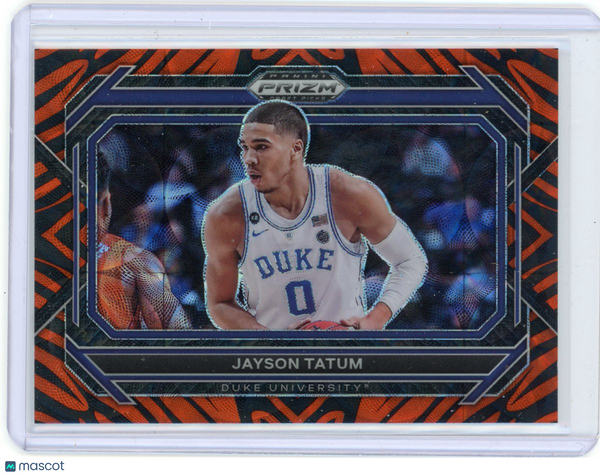 Jayson Tatum - 2023 Panini Prizm Draft Picks #51 Orange Tiger Stripe Duke