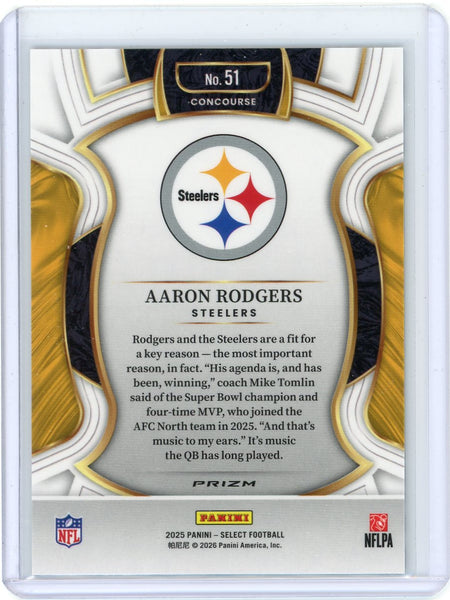 Aaron Rodgers - 2026 Panini Select Prizm Zebra #51 Concourse