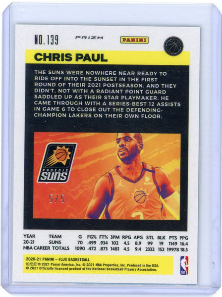 Chris Paul - 2021 Panini Flux Prizm Green 5/5 #139 Suns
