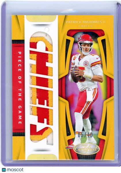 Patrick Mahomes II - 2025 Panini Certified Gold Patch Piece of the Game /10
