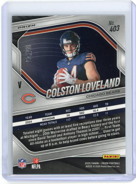 Colston Loveland - 2025 Panini Prizm Variation Mojo Rookie 05/25 Bears