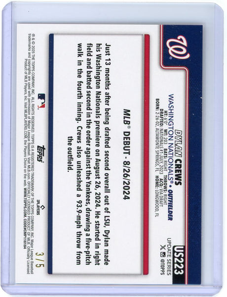 Dylan Crews - 2025 Topps Update Series Halloween Witch Hat Orange 3/5 Rookie