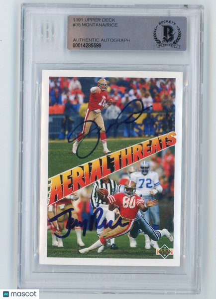 1991 Upper Deck Joe Montana Jerry Rice Signed Dual Auto BAS Authentic