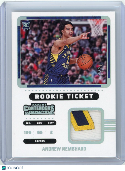 Andrew Nembhard - 2023 Panini Contenders NBA 2/10 Gold RC Rookie Ticket Patch