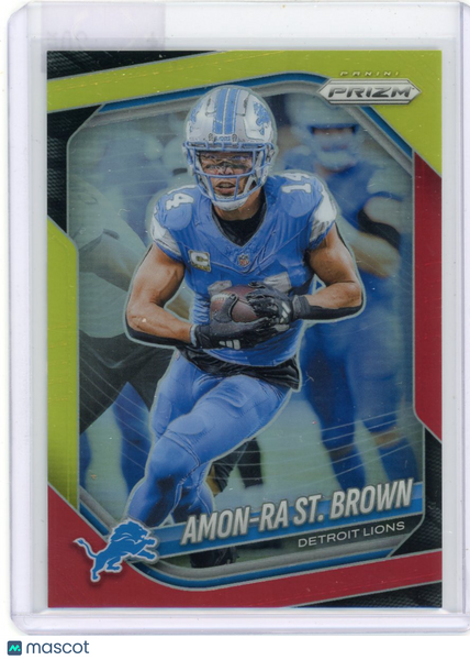 Amon-Ra St. Brown - 2025 Panini Prizm Red Yellow 33/44 #187