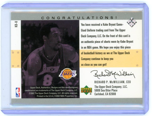 Kobe Bryant - 2002 Upper Deck Authentics Uniform Greatness Game-Used Jersey