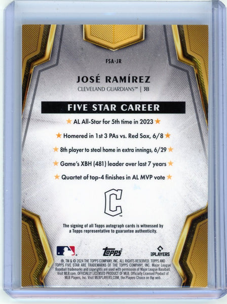José Ramírez - 2024 Topps Five Star Auto Blue 14/25 FSA-JR