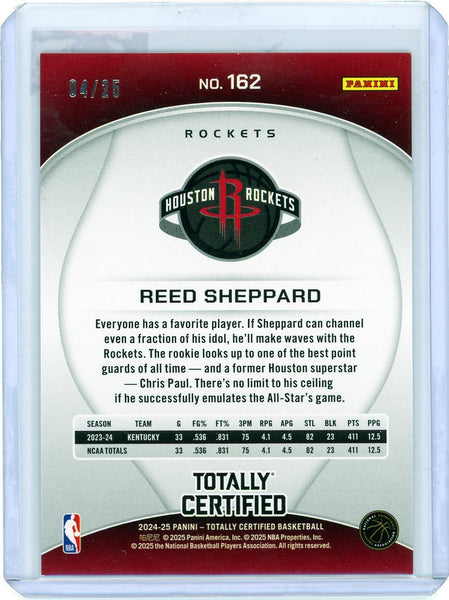 Reed Sheppard - 2025 Panini Totally Certified Green Camo Rookie 04/25