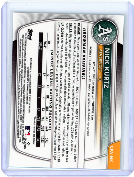 Nick Kurtz - 2025 Topps Bowman Chrome Green Lava Auto 81/99