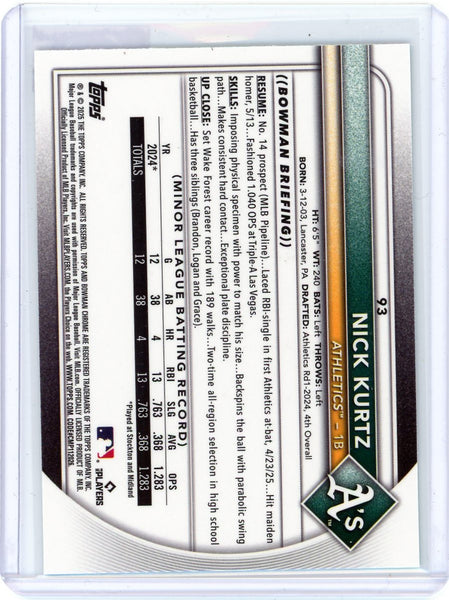 Nick Kurtz - 2025 Bowman Chrome Topps Aqua Raywave Refractor 119/199 Rookie