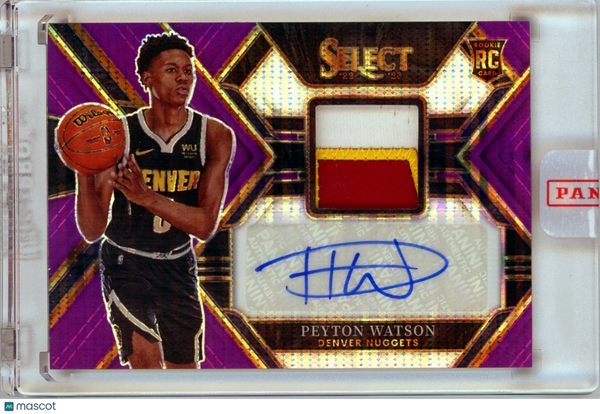 Peyton Watson - 2023 Panini Select Prizm Purple 08/15 Patch Rookie Auto FOTL