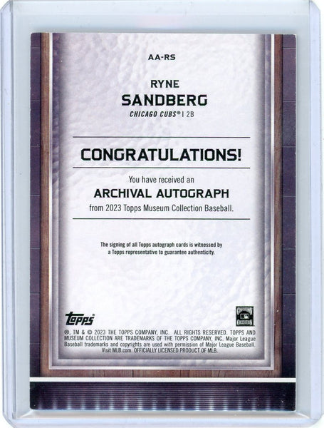 Ryne Sandberg - 2023 Topps Museum Collection Archival Autograph 14/25
